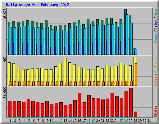 Daily usage for February 2017